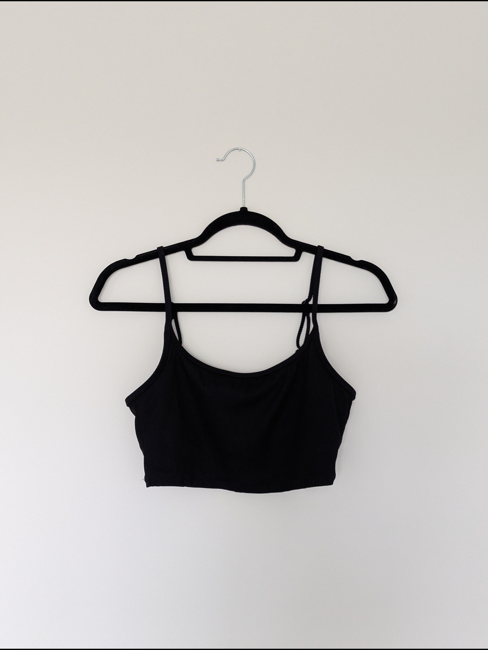 aerie Black Ribbed Scoop Bralette With Adjustable Straps